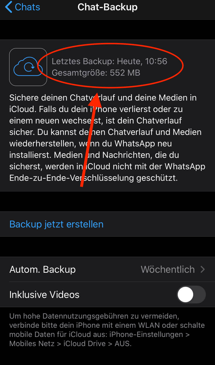 WhatsApp BackUp existiert